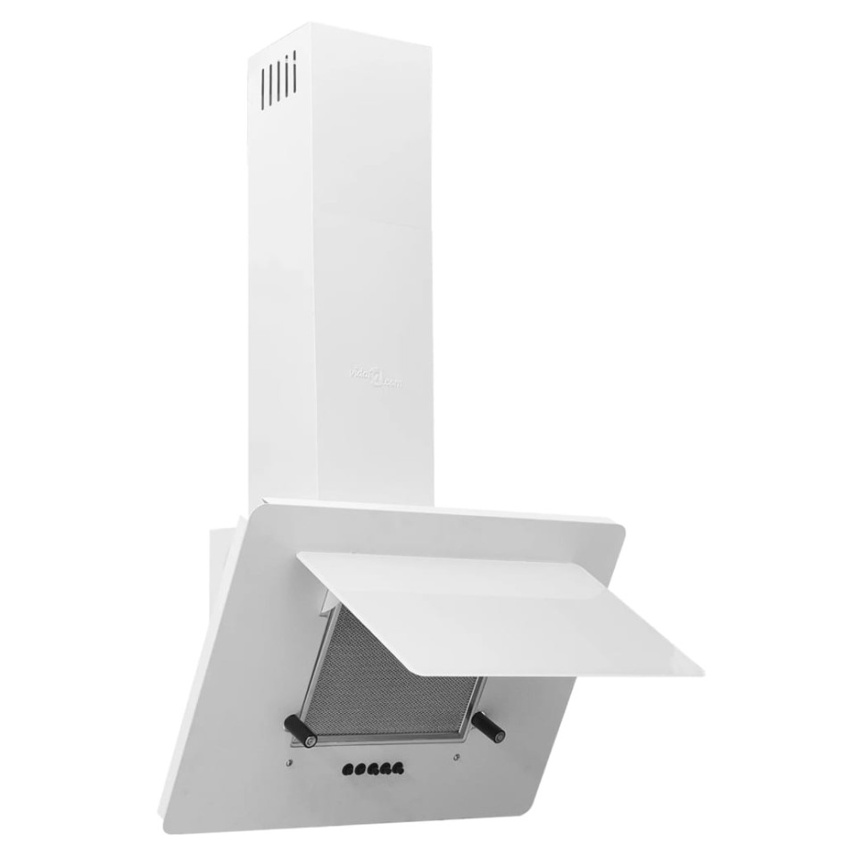 Campana extractora acero inoxidable vidrio templado blanco