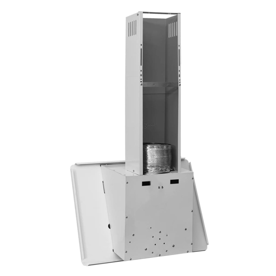 Campana extractora acero inoxidable vidrio templado blanco