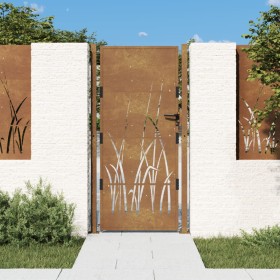 Puerta de jardín acero corten diseño hierba 105x205