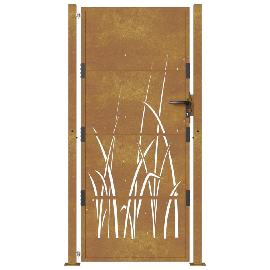 Puerta de jardín acero corten diseño hierba 105x205