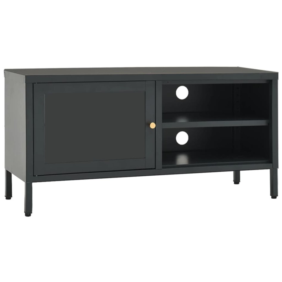 Mueble para TV acero y vidrio gris antracita 90x30x44