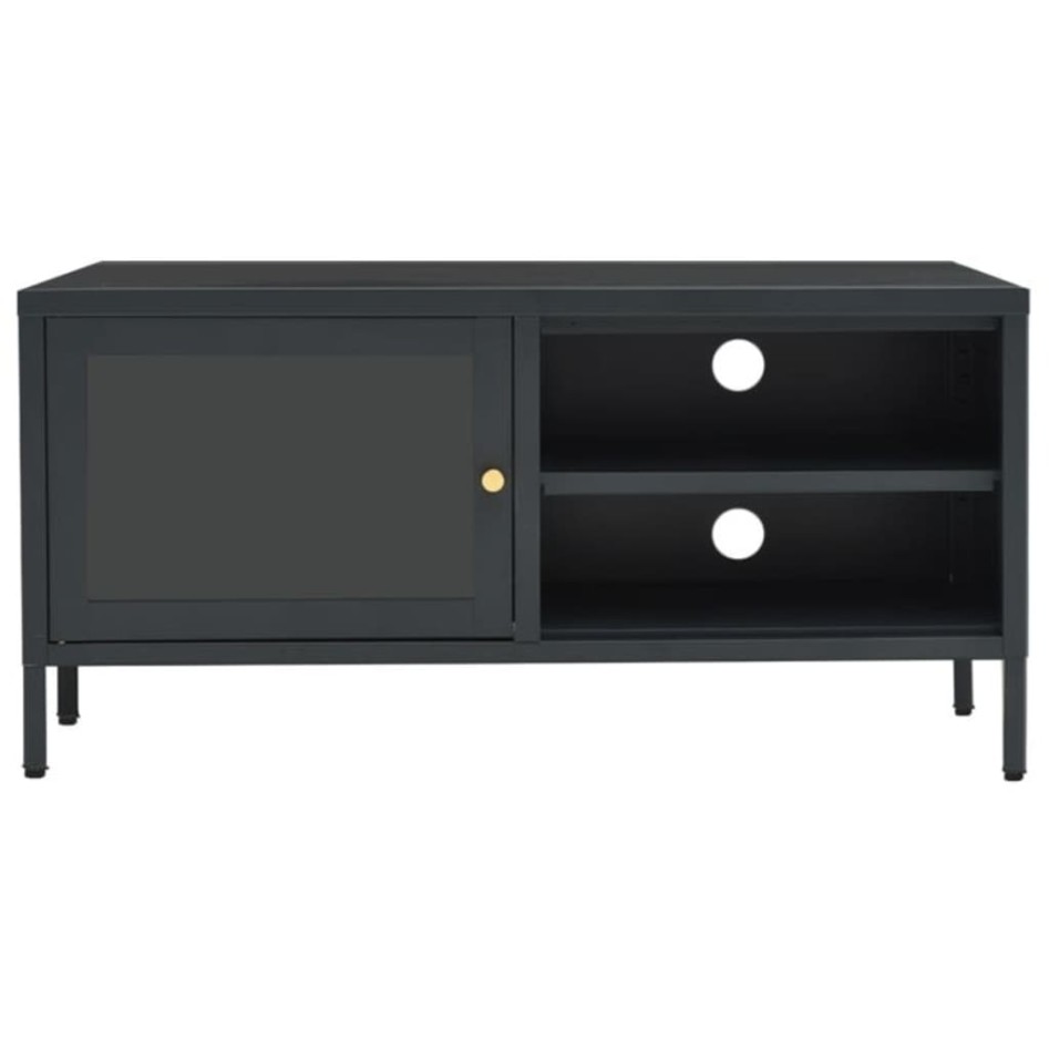 Mueble para TV acero y vidrio gris antracita 90x30x44