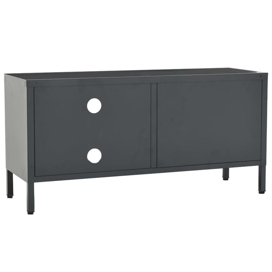 Mueble para TV acero y vidrio gris antracita 90x30x44