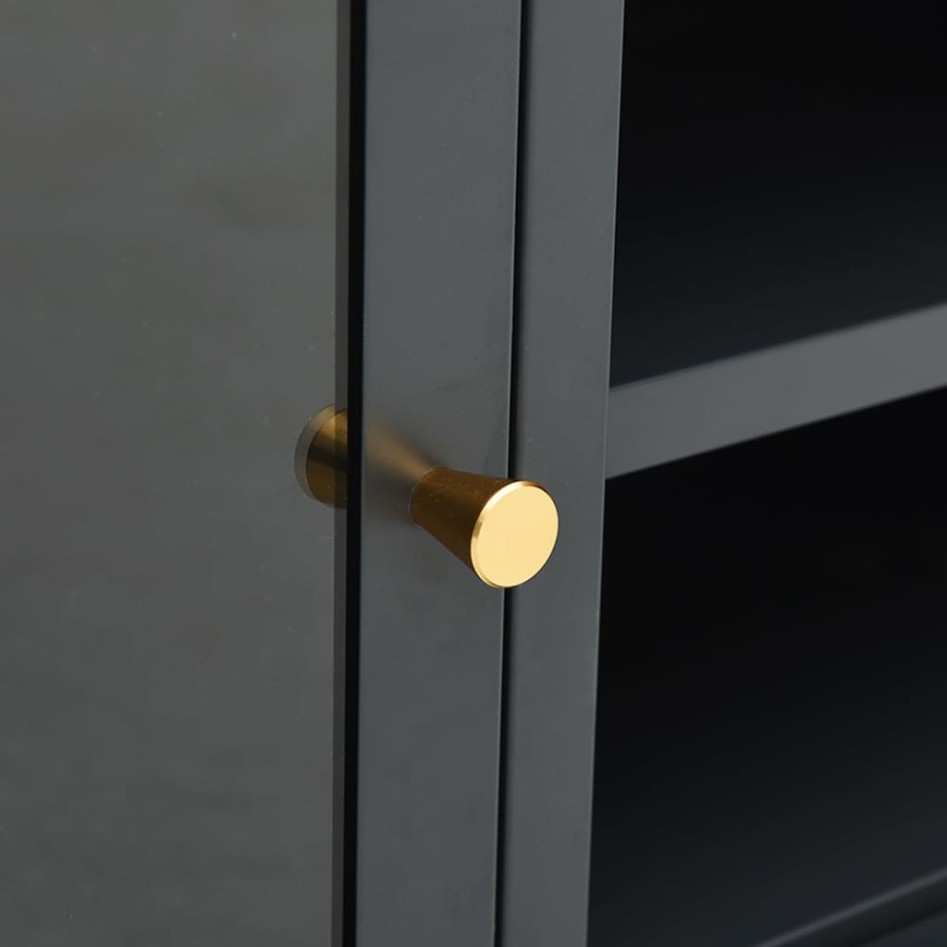 Mueble para TV acero y vidrio gris antracita 90x30x44