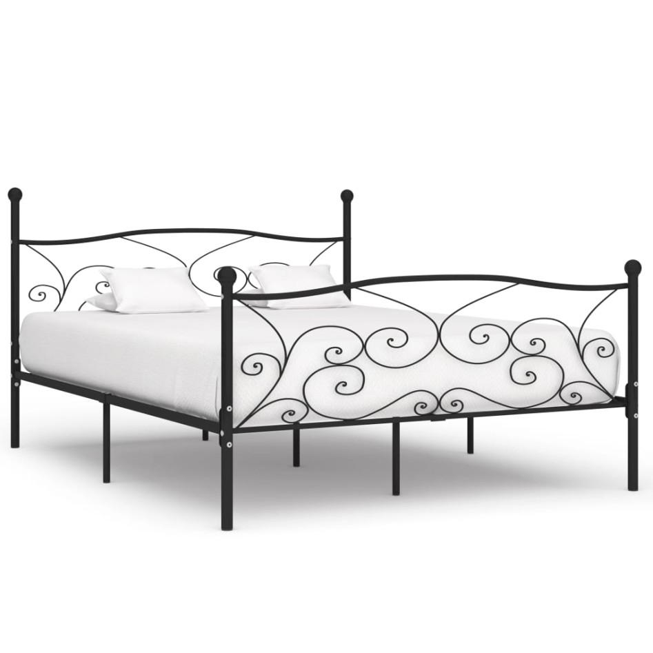 Estructura de cama con somier metal negro 180x200
