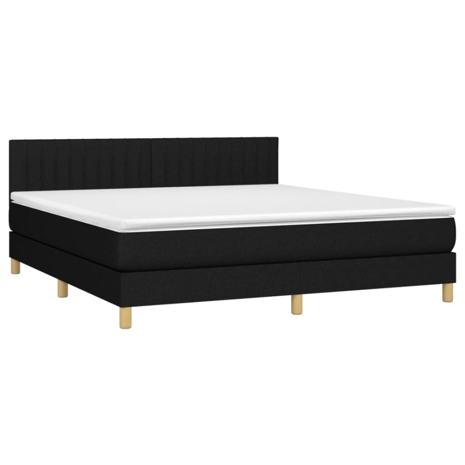 Cama box spring con colchón tela negro 180x200