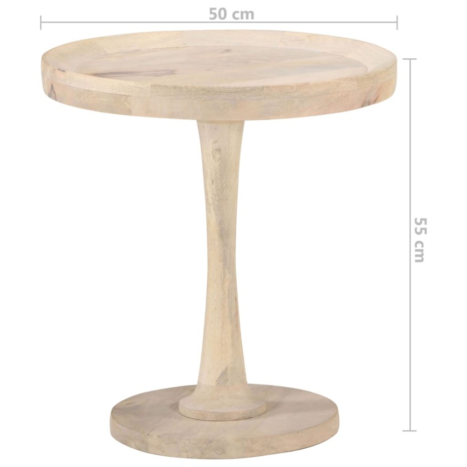 Mesa auxiliar de madera maciza de mango Ø50x55