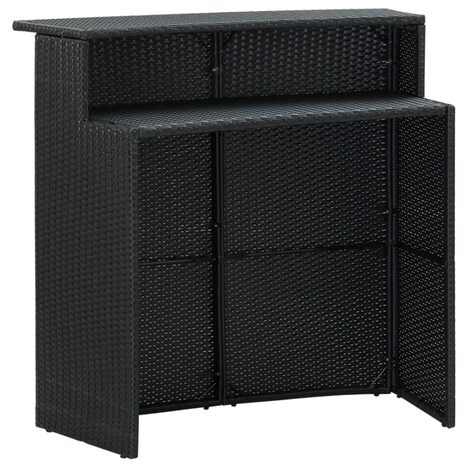 Mesa alta de jardín ratán sintético negro 120x55x110