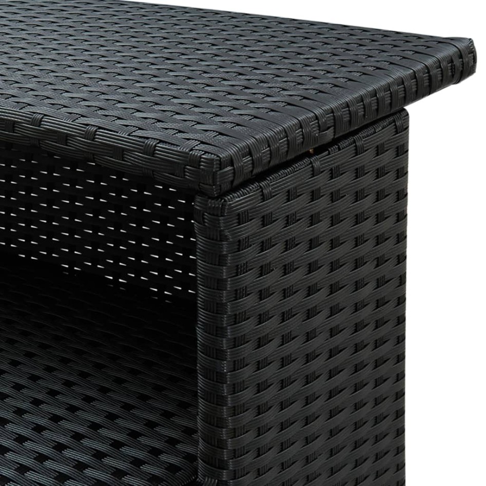 Mesa alta de jardín ratán sintético negro 120x55x110