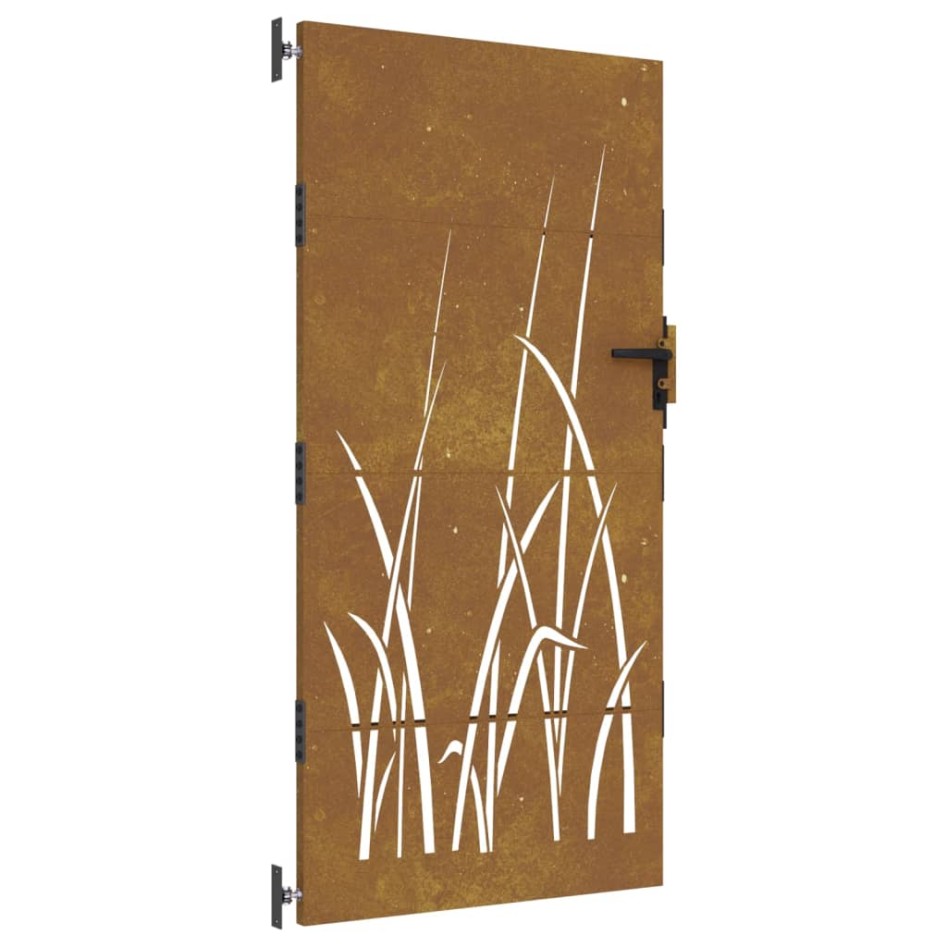 Puerta de jardín acero corten diseño hierba 85x200
