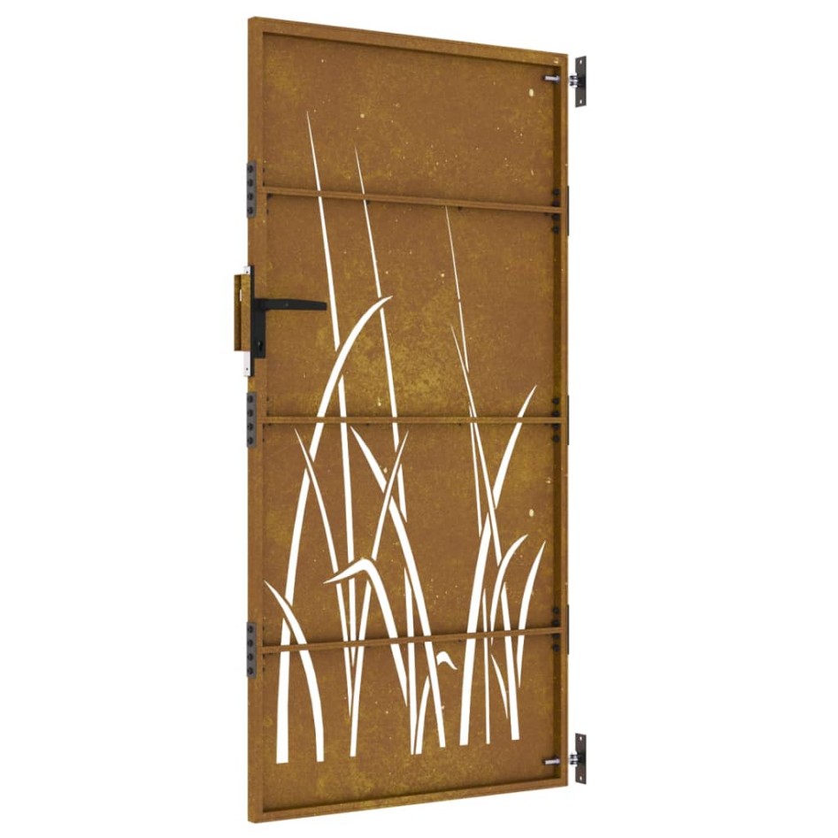 Puerta de jardín acero corten diseño hierba 85x200