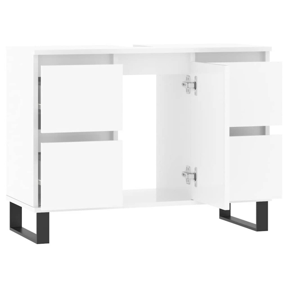 Mueble de baño madera de ingeniería blanco brillo 80x33x60