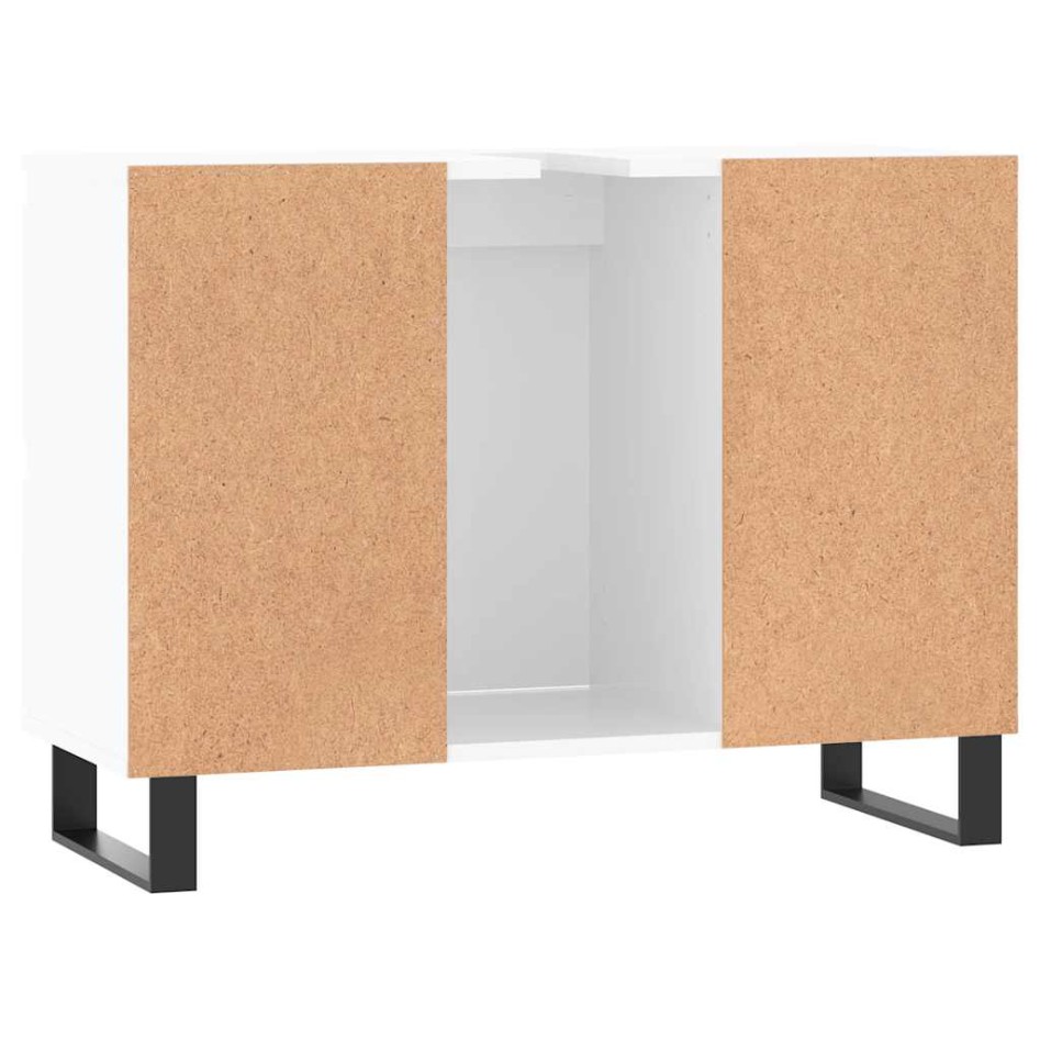 Mueble de baño madera de ingeniería blanco brillo 80x33x60
