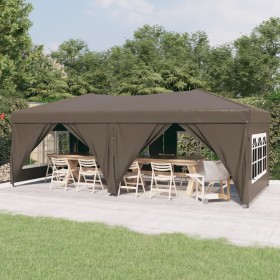Carpa para fiestas plegable con paredes gris taupé 3x6