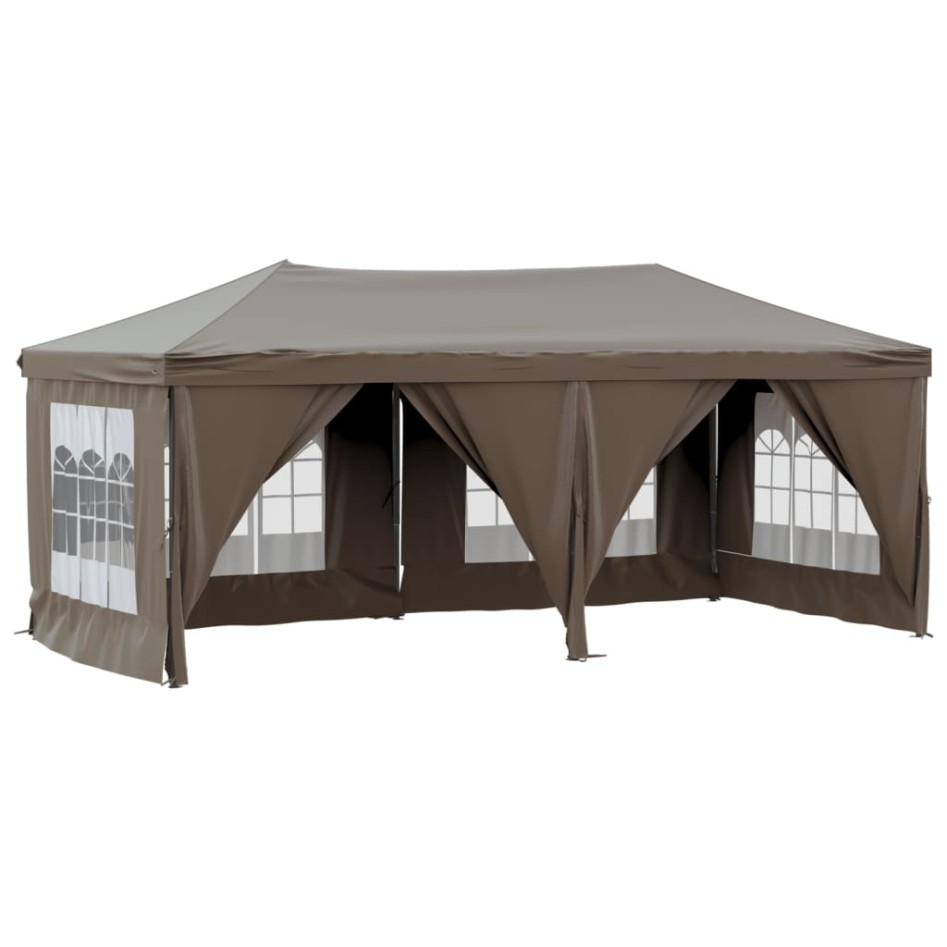 Carpa para fiestas plegable con paredes gris taupé 3x6