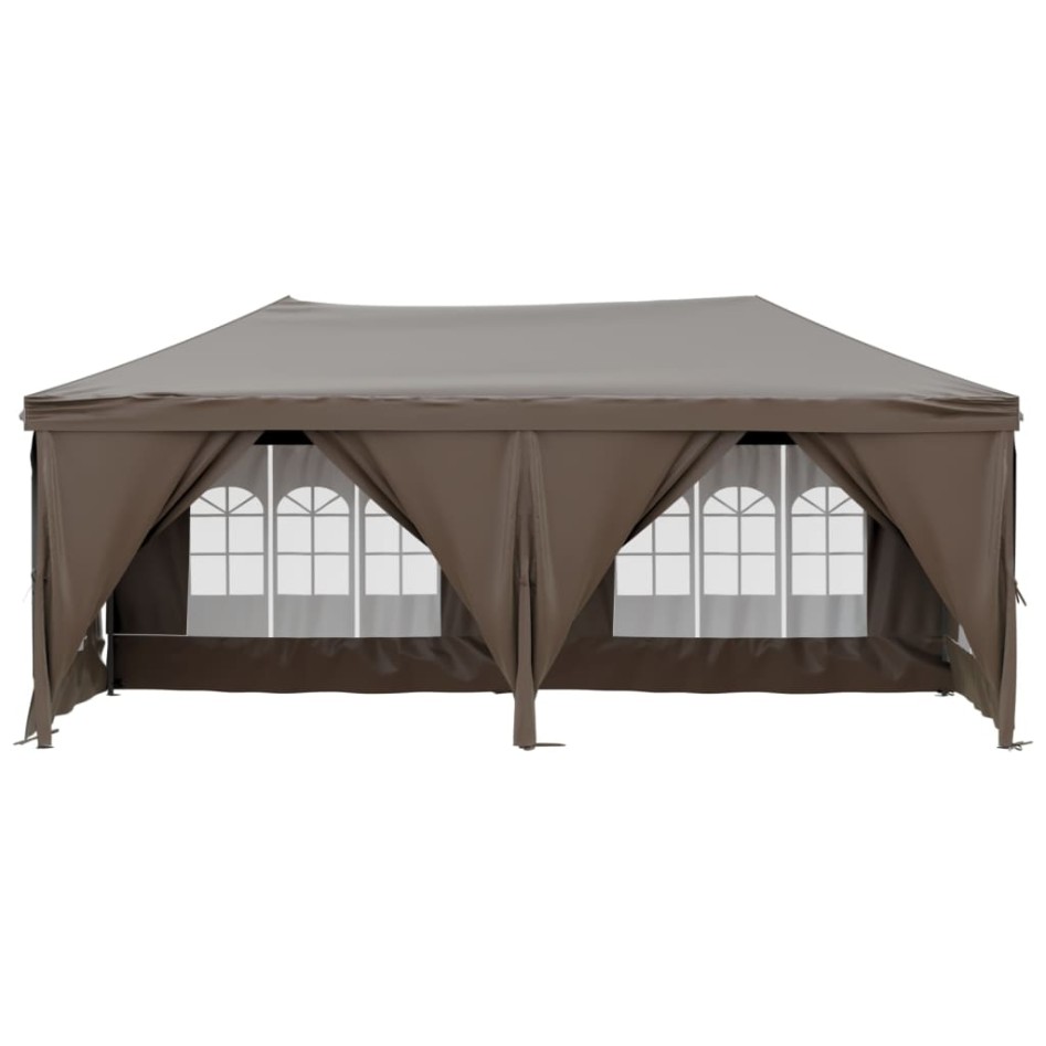 Carpa para fiestas plegable con paredes gris taupé 3x6