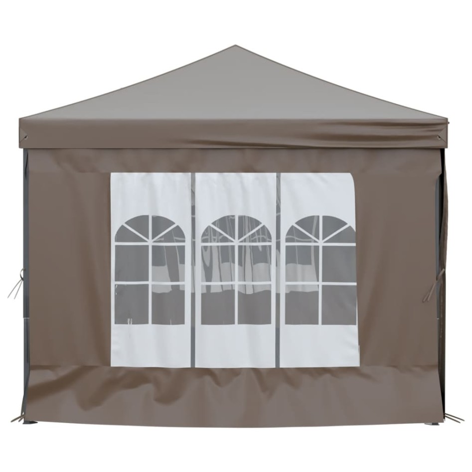 Carpa para fiestas plegable con paredes gris taupé 3x6