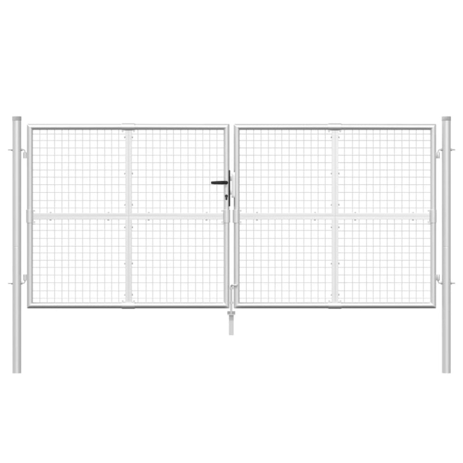 Puerta de malla de jardín acero galvanizado plateado