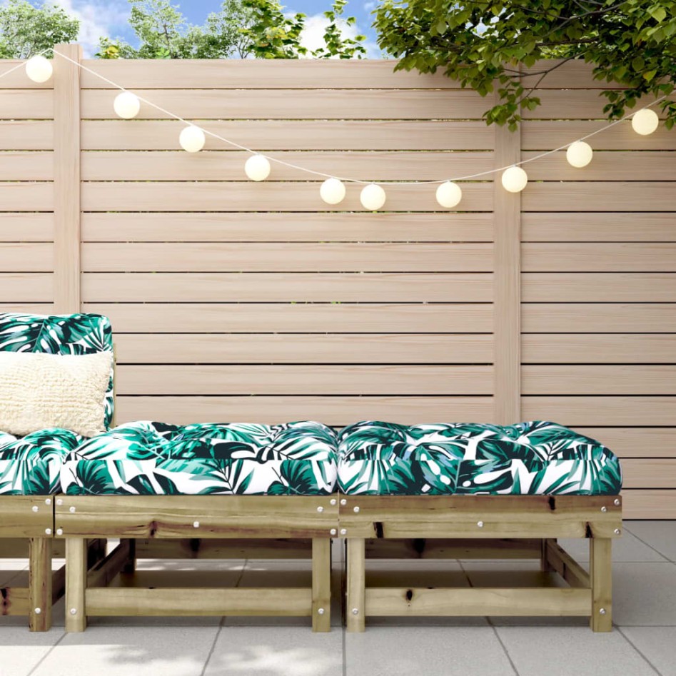 Taburetes de jardín con cojines 2 uds madera de pino