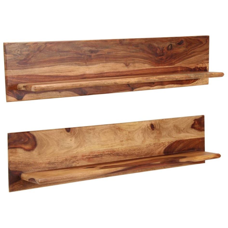 Estantes de pared 2 uds madera maciza de sheesham 118x26x20