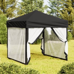 Carpa para fiestas plegable con paredes laterales negro 2x2
