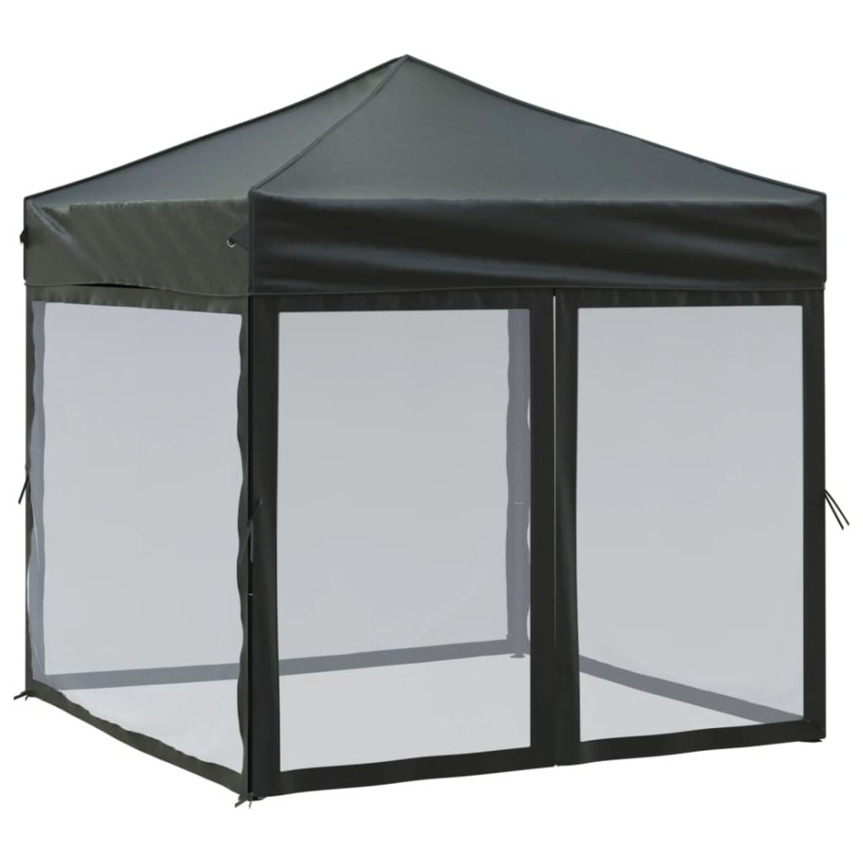 Carpa para fiestas plegable con paredes laterales negro 2x2