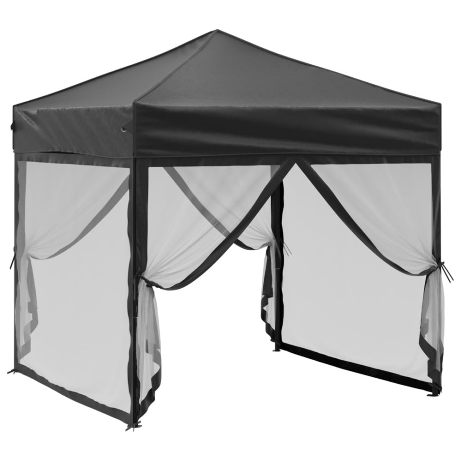 Carpa para fiestas plegable con paredes laterales negro 2x2
