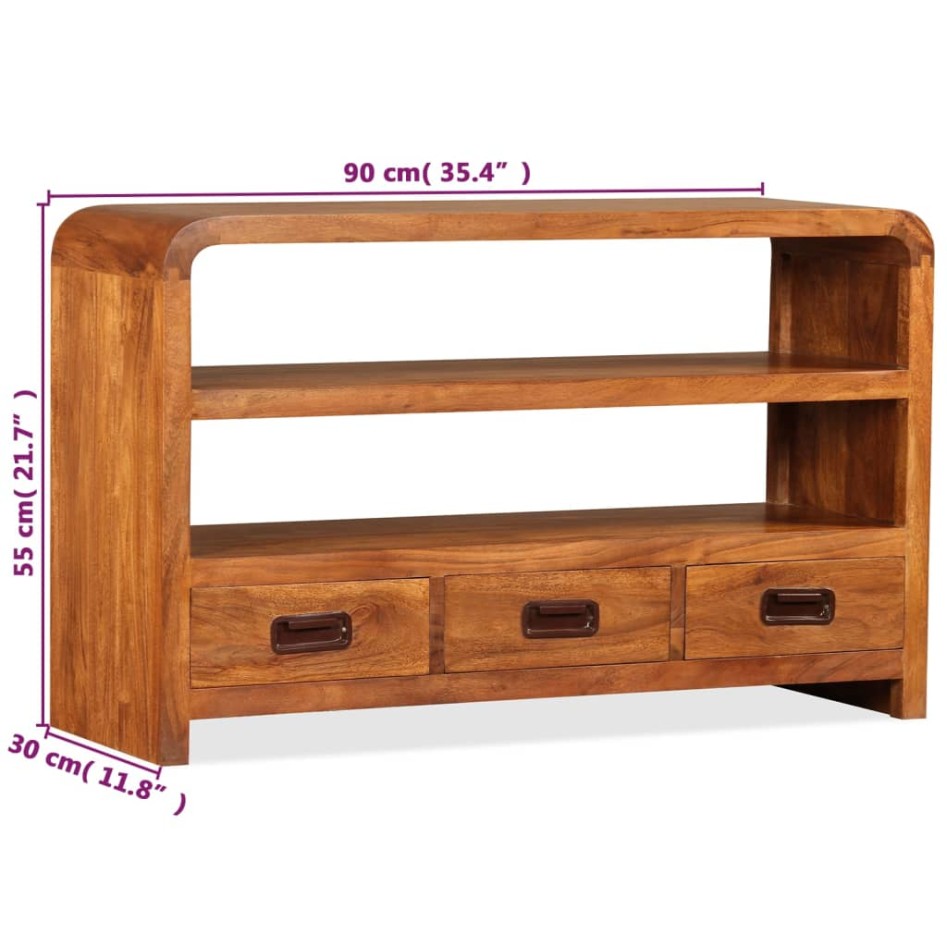 Mueble de TV madera maciza acacia 90x30x55