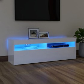 Mueble de TV con luces LED blanco brillante 120x35x40