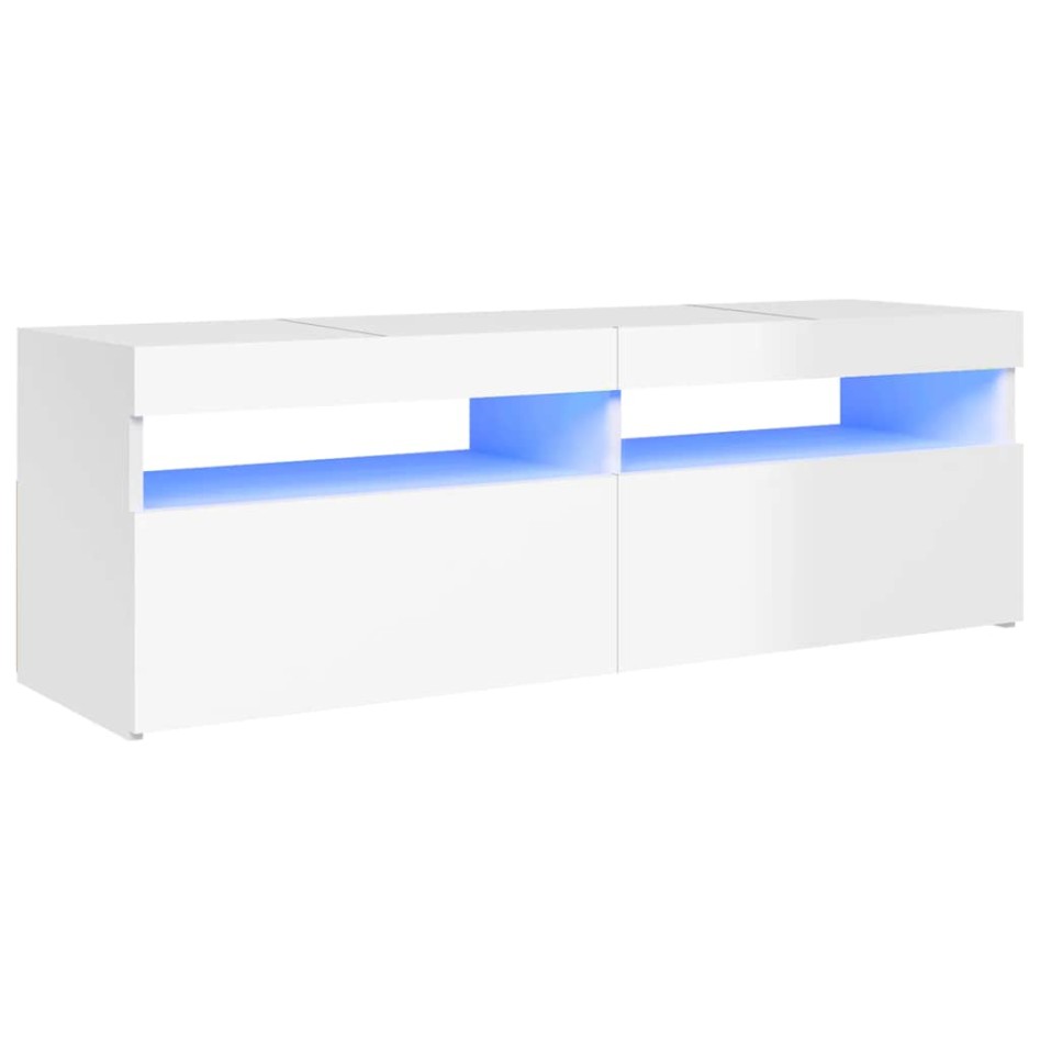Mueble de TV con luces LED blanco brillante 120x35x40