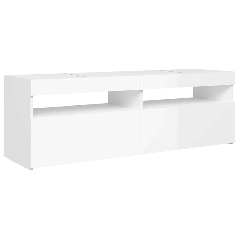 Mueble de TV con luces LED blanco brillante 120x35x40