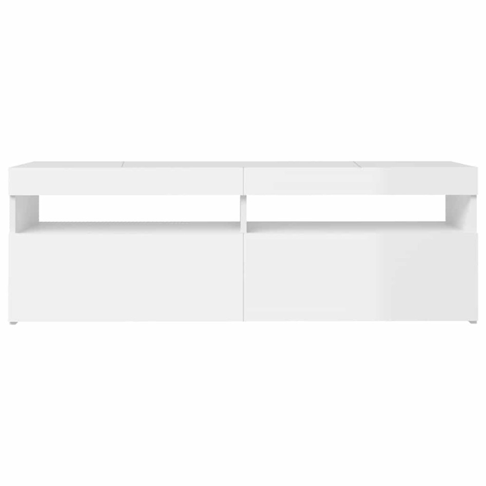 Mueble de TV con luces LED blanco brillante 120x35x40
