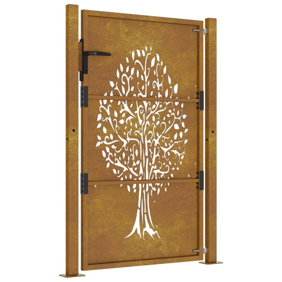 Puerta de jardín acero corten diseño árbol 105x155