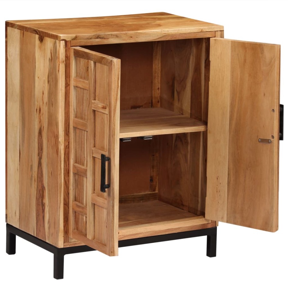 Aparador de madera maciza de acacia marrón 60x35x76