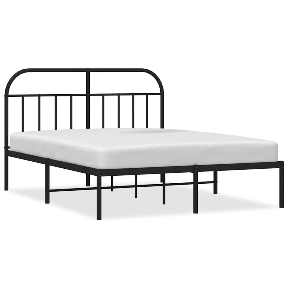 Estructura cama sin colchón con cabecero metal negro 135x190