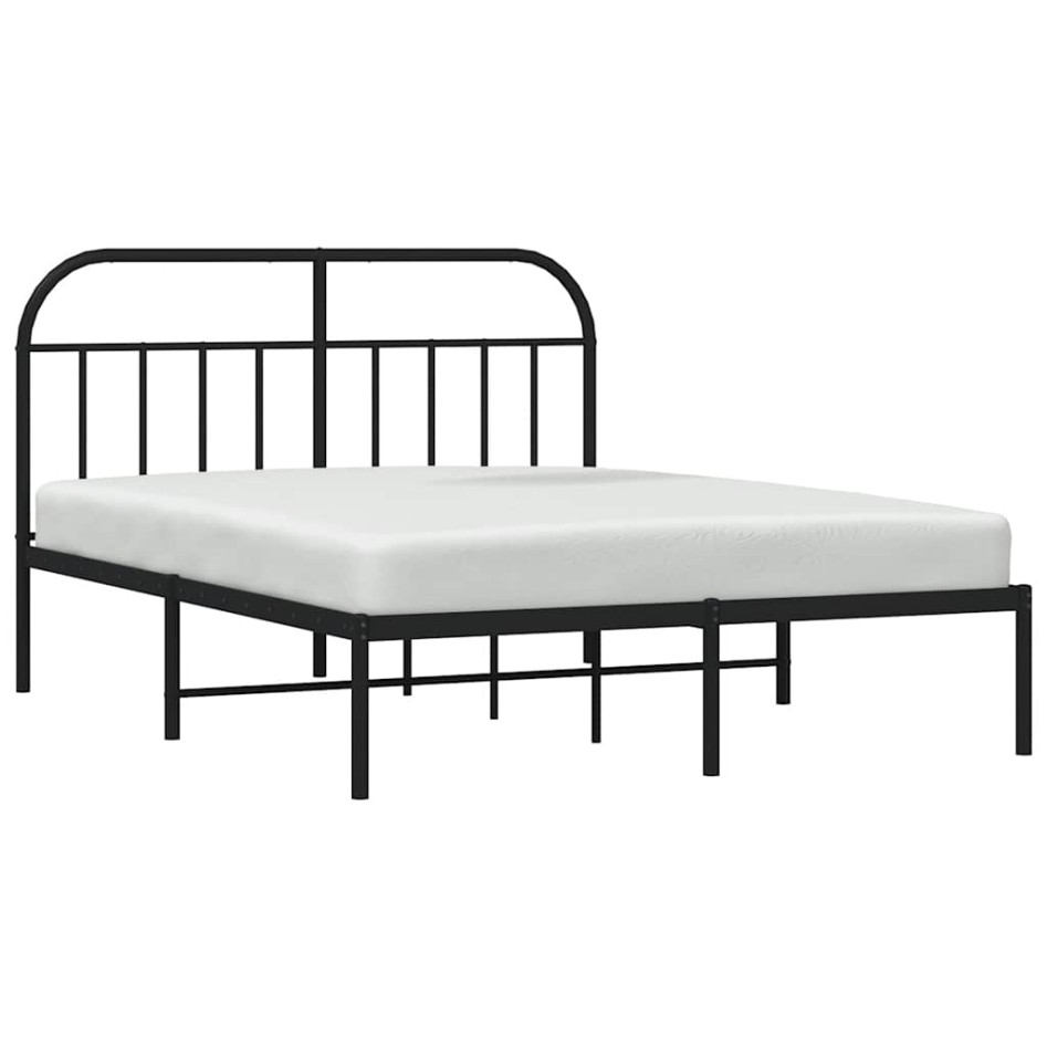 Estructura cama sin colchón con cabecero metal negro 135x190