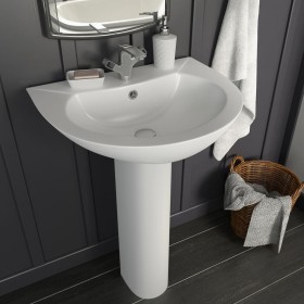 Lavabo de pie de cerámica blanco 520x440x190
