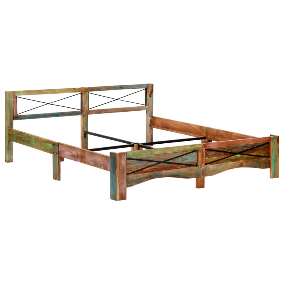 Estructura de cama de madera maciza reciclada 180x200