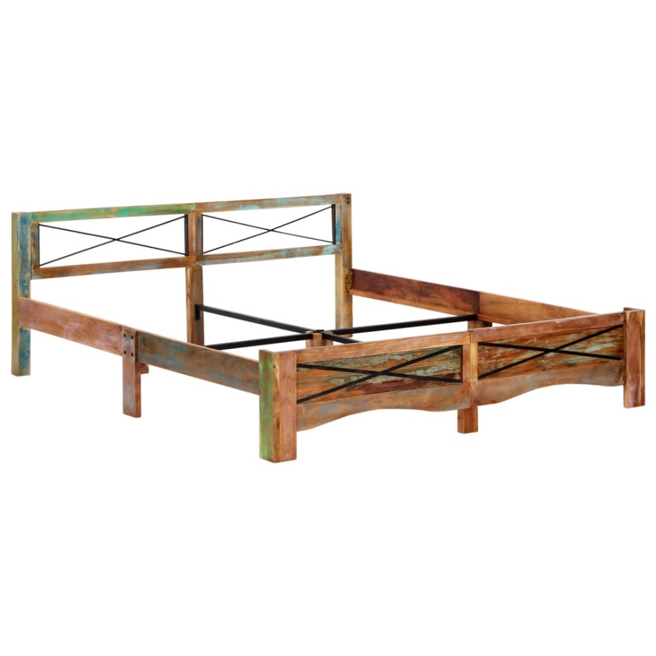 Estructura de cama de madera maciza reciclada 180x200