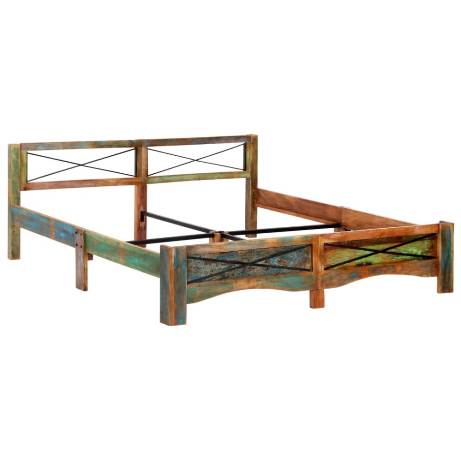Estructura de cama de madera maciza reciclada 180x200