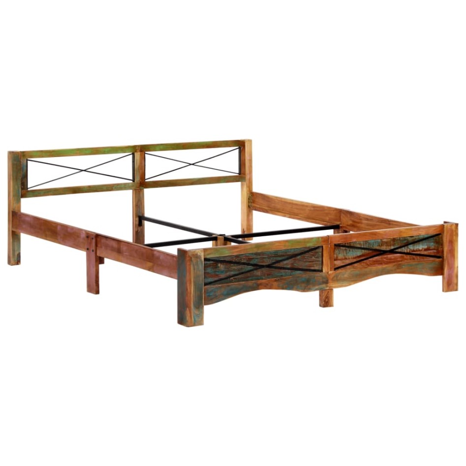 Estructura de cama de madera maciza reciclada 180x200