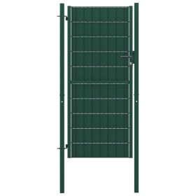 Puerta de valla de PVC y acero verde 100x204