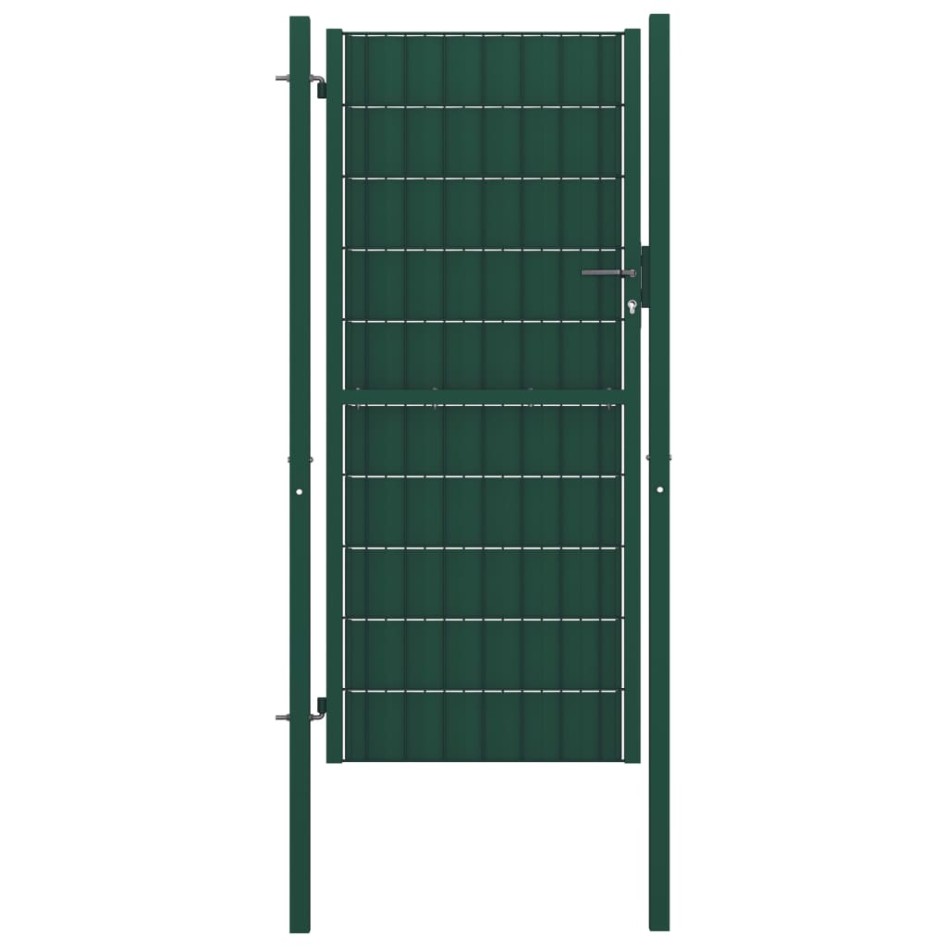 Puerta de valla de PVC y acero verde 100x204