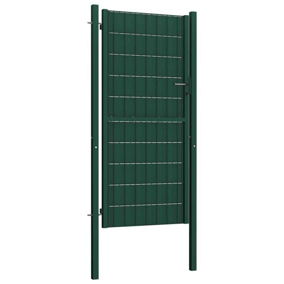 Puerta de valla de PVC y acero verde 100x204