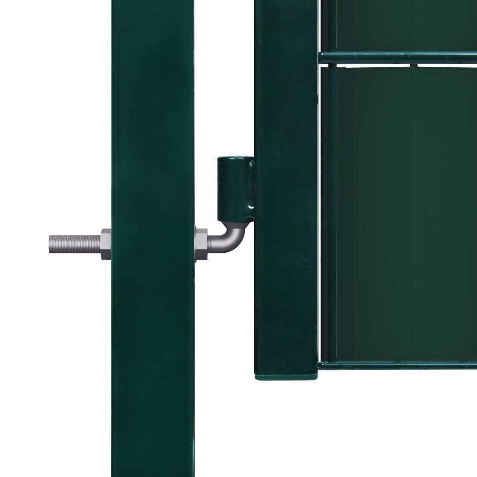 Puerta de valla de PVC y acero verde 100x204