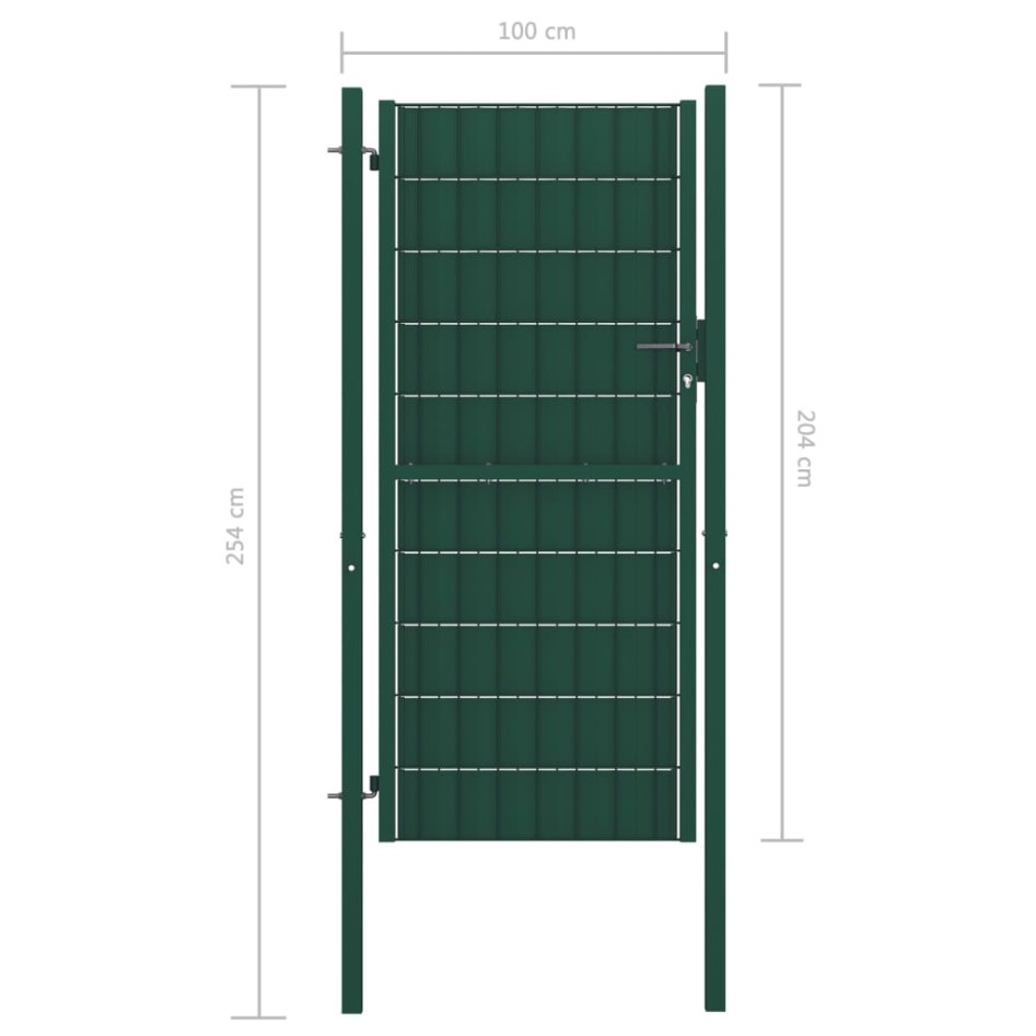 Puerta de valla de PVC y acero verde 100x204