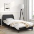 Estructura de cama con cabecero cuero sintético negro 90x200