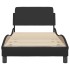 Estructura de cama con cabecero cuero sintético negro 90x200
