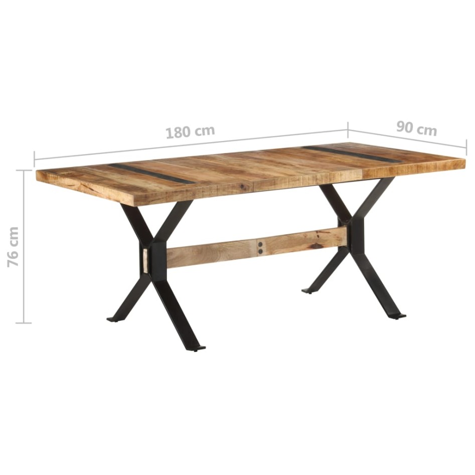 Mesa de comedor madera de mango rugosa 180x90x76