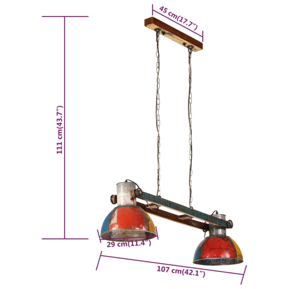 Lámpara colgante industrial multicolor E27 25 W 111